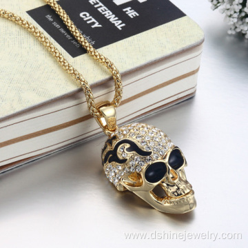 Retro Rhinestone Alloy Skull Necklace Jewelry Accessories